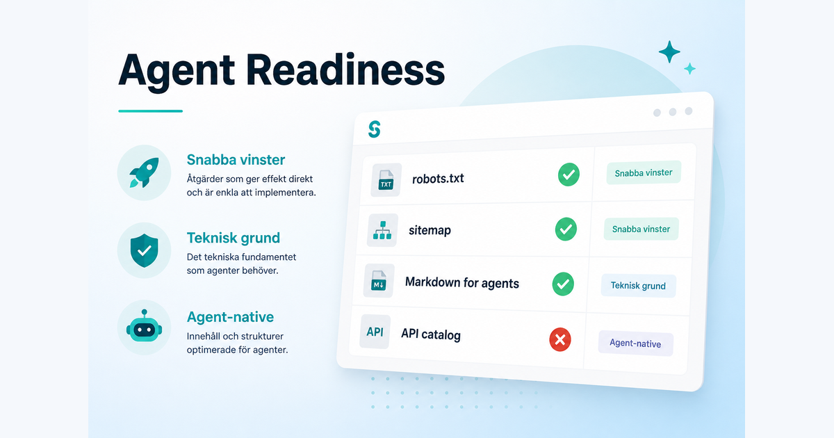 Agent Readiness — diagnostik som visar om AI-agenter kan läsa och använda din webbplats