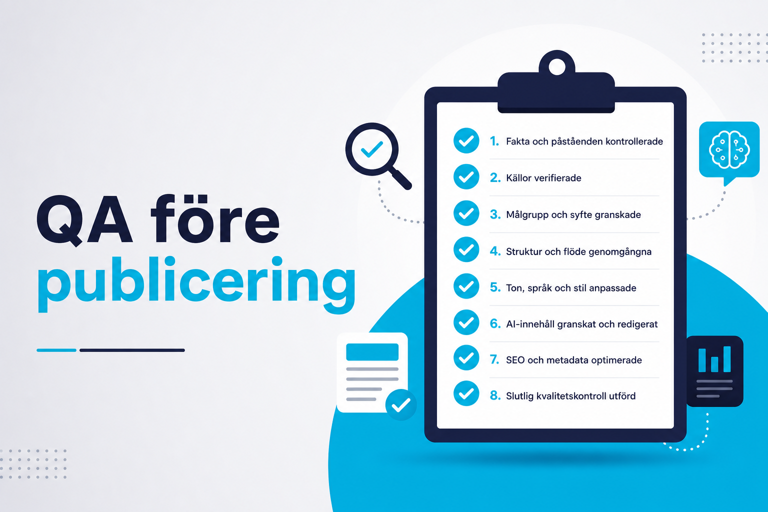 Kvalitetssäkring av AI-innehåll: checklista före publicering