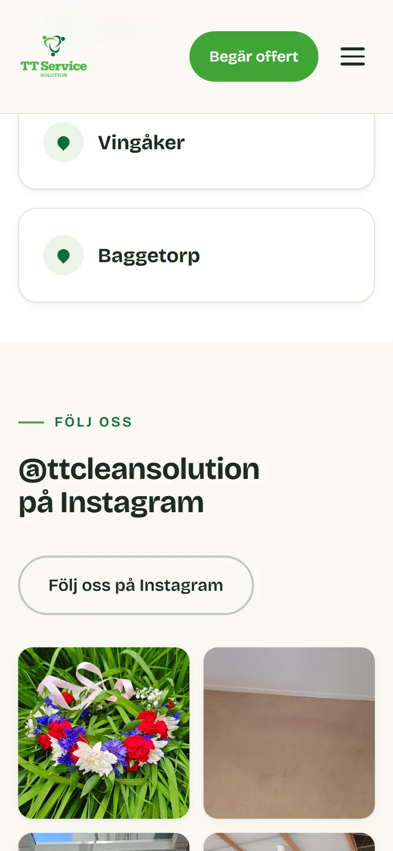 Instagram-flöde inbäddat på TT Service